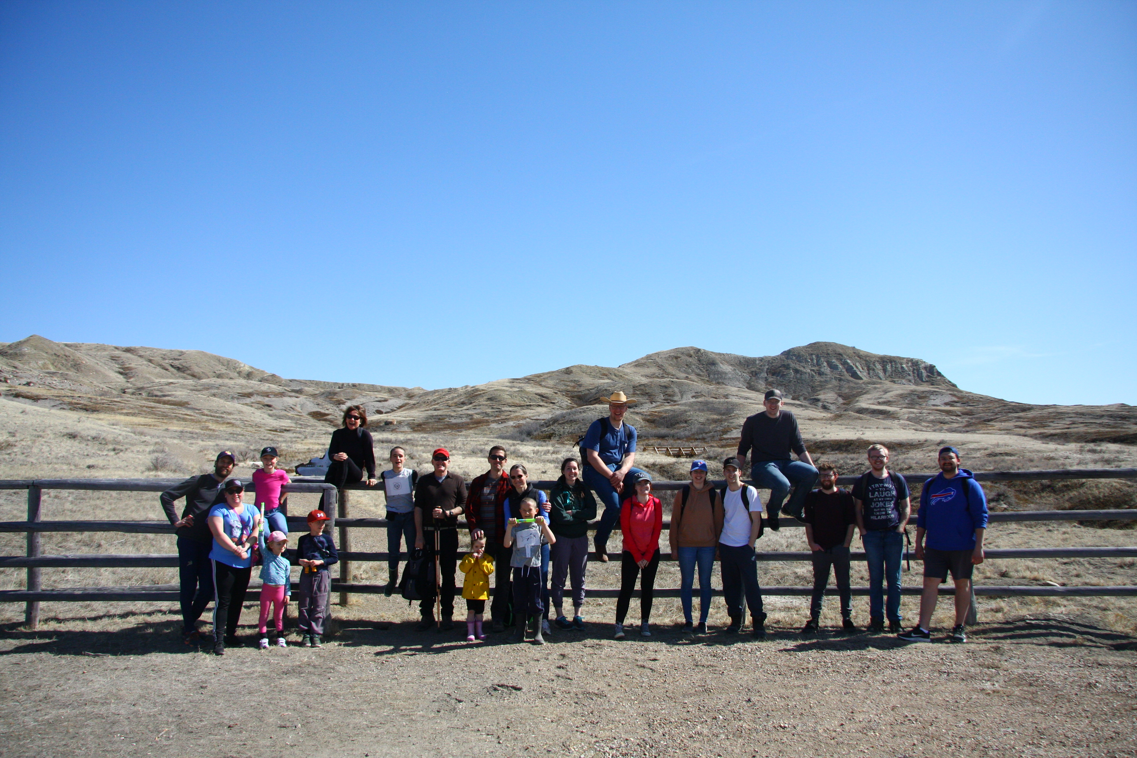 The Via Caronport community gathered outdoors in the Saskatchewan hills